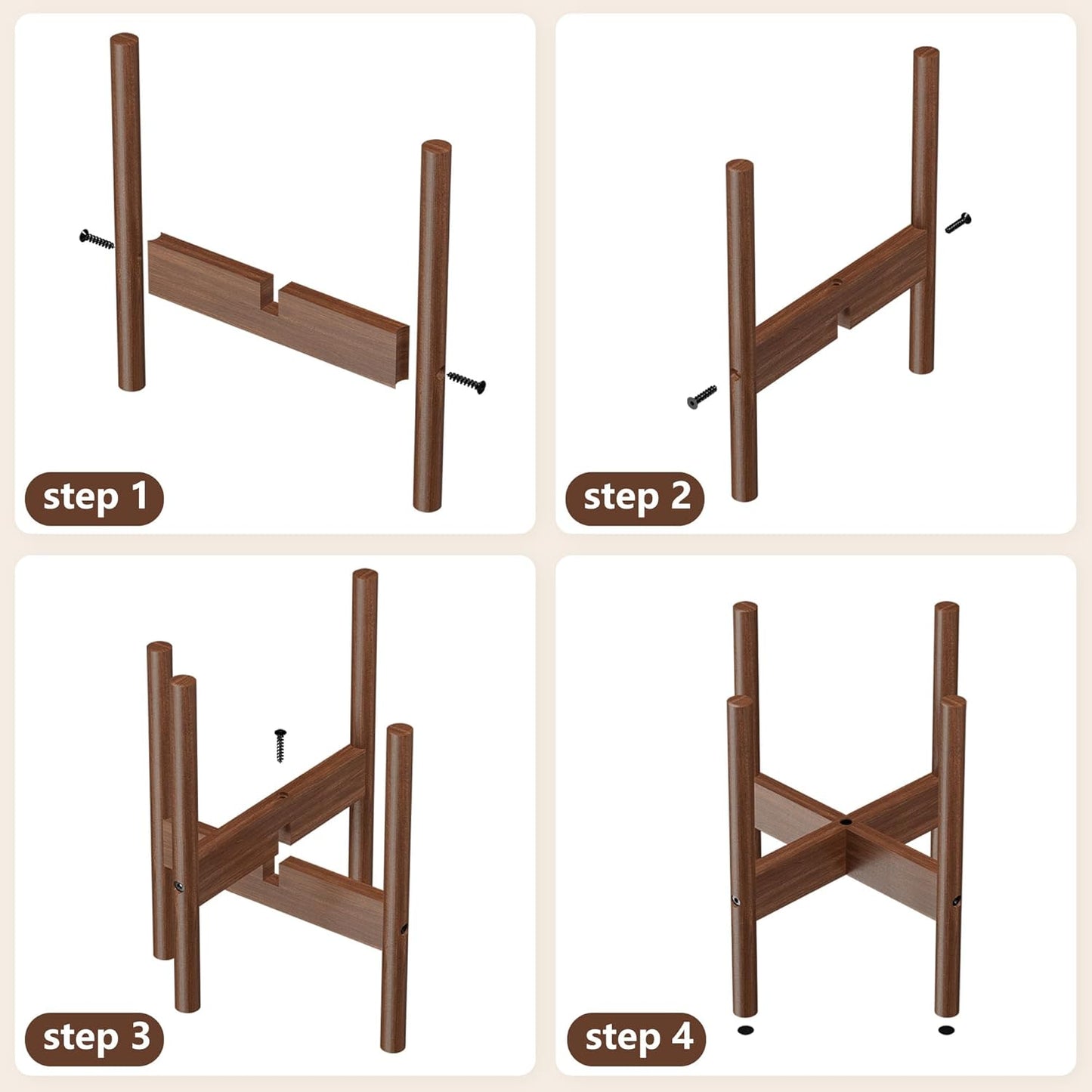 12 Inch ALIGADO Bamboo Plant Stand Indoor, for Up to Pots, Built to Fit Corners, Sturdy & Stable Design, Walnut Finish