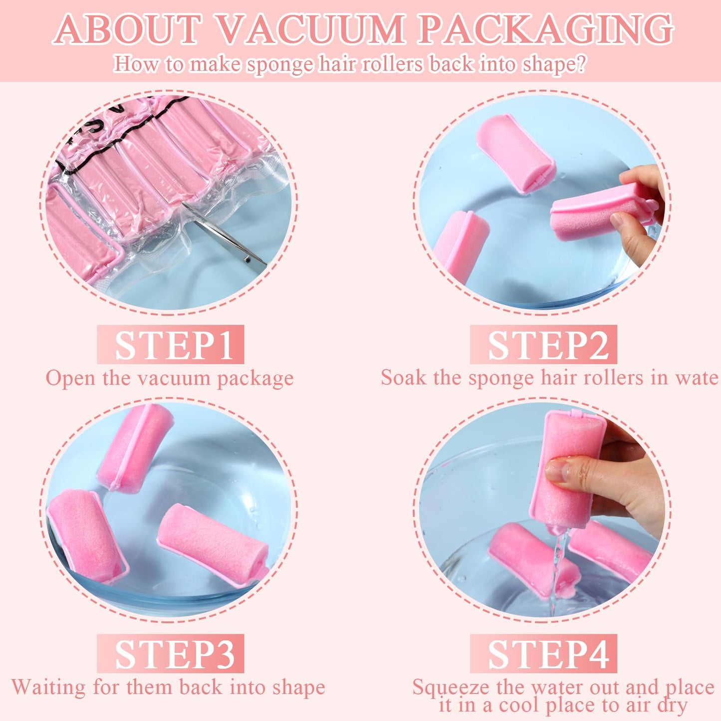 Geyoga 18 Pieces Sponge Hair Rollers Large Soft Foam Hair Styling Curlers Large Size Hairdressing Curlers for Women(Pink,1.6 x 2.8 Inches)