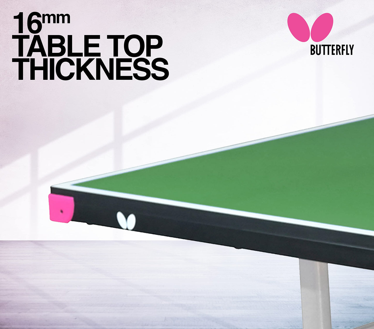 Butterfly Compact 16 Ping Pong Table | 3 Year Warranty Table Tennis Table | Ships Fully Assembled | Space Saver Ping Pong Table for Your Game Room | Ping Pong Net Set Included, Green, Full Size Table