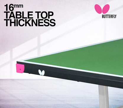 Butterfly Compact 16 Ping Pong Table | 3 Year Warranty Table Tennis Table | Ships Fully Assembled | Space Saver Ping Pong Table for Your Game Room | Ping Pong Net Set Included, Green, Full Size Table