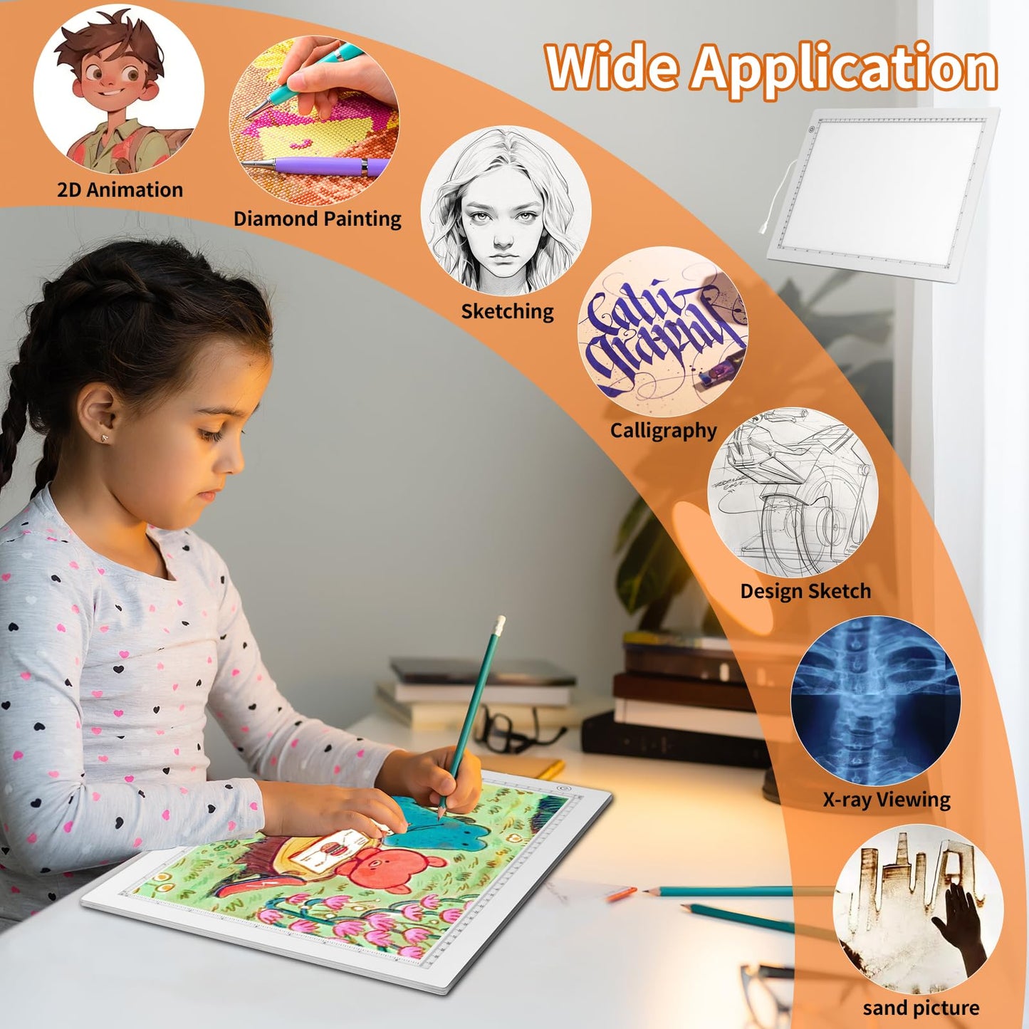 A3 LED Light Box for Tracing, elice Artist Drawing Lightbox Light Table Light Pad Light Copy Board, Up to 8000 Lux Super Bright Lightpad for Cricut Weeding Vinyl, Diamond Painting, Sketching (White)