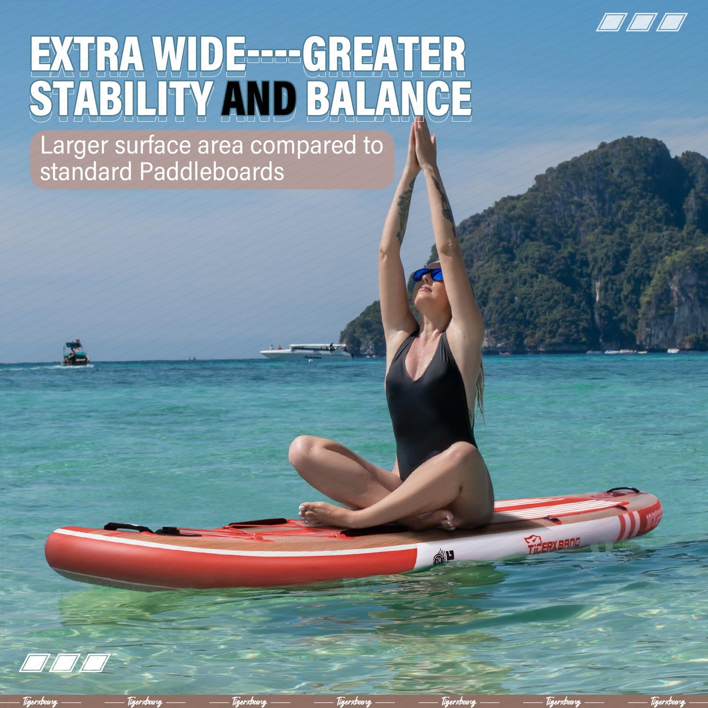 TIGERXBANG Paddle Board, 10.8' Stand Up Paddle Board with Premium Complete Inflatable SUP Accessories, Extra Wide Paddleboards for Adults & Kids-Pandora Collection Chili Red