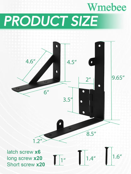 Wmebee Anti Sag Gate Kit, Fence Gate Kit Gate Hardware,Heavy Duty No Sag Anti Twist Gate Frame Corner Brace Bracket with Self-Locking Gate Latch for Wooden Fence Gate (1 Door Set)