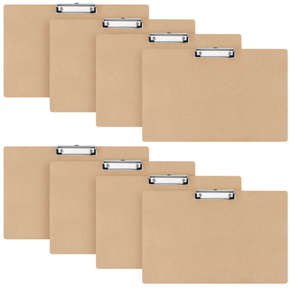 Henoyso 8 Pcs 11x17 Clipboard Wooden Horizontal Lap Board Extra Large Wood Clip Board with Low Profile Clip Desk Brown Landscape for Drawing Sketch Art for Classroom Office School Architects