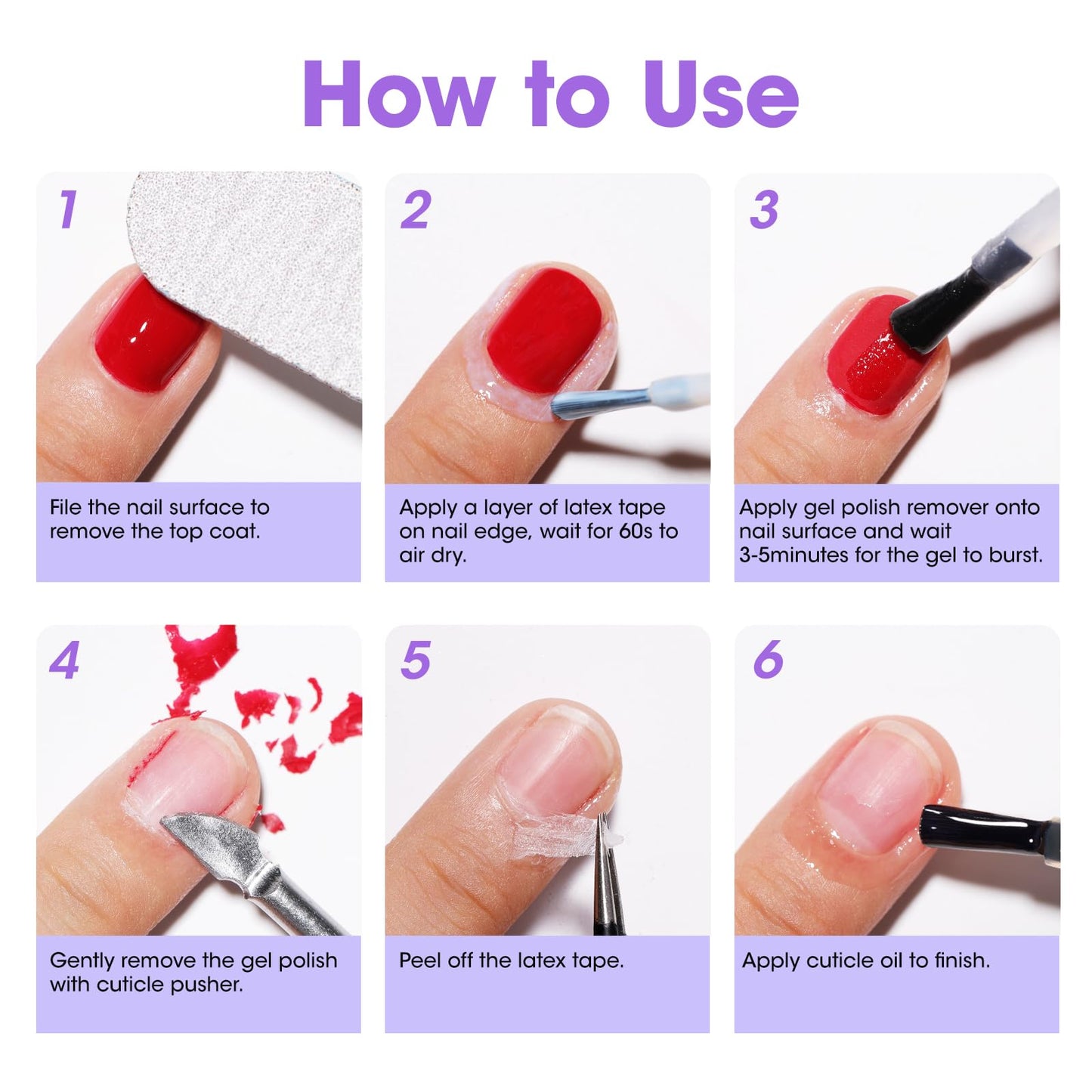 Gellen Gel Nail Polish Remover Kit, Gel Polish Remover for Nails with Liquid Latex Tape Cuticle Oil and Manicure Tools, Quick & Easy Gel Remover in 3-5 Minutes, No Soaking Or Wrapping