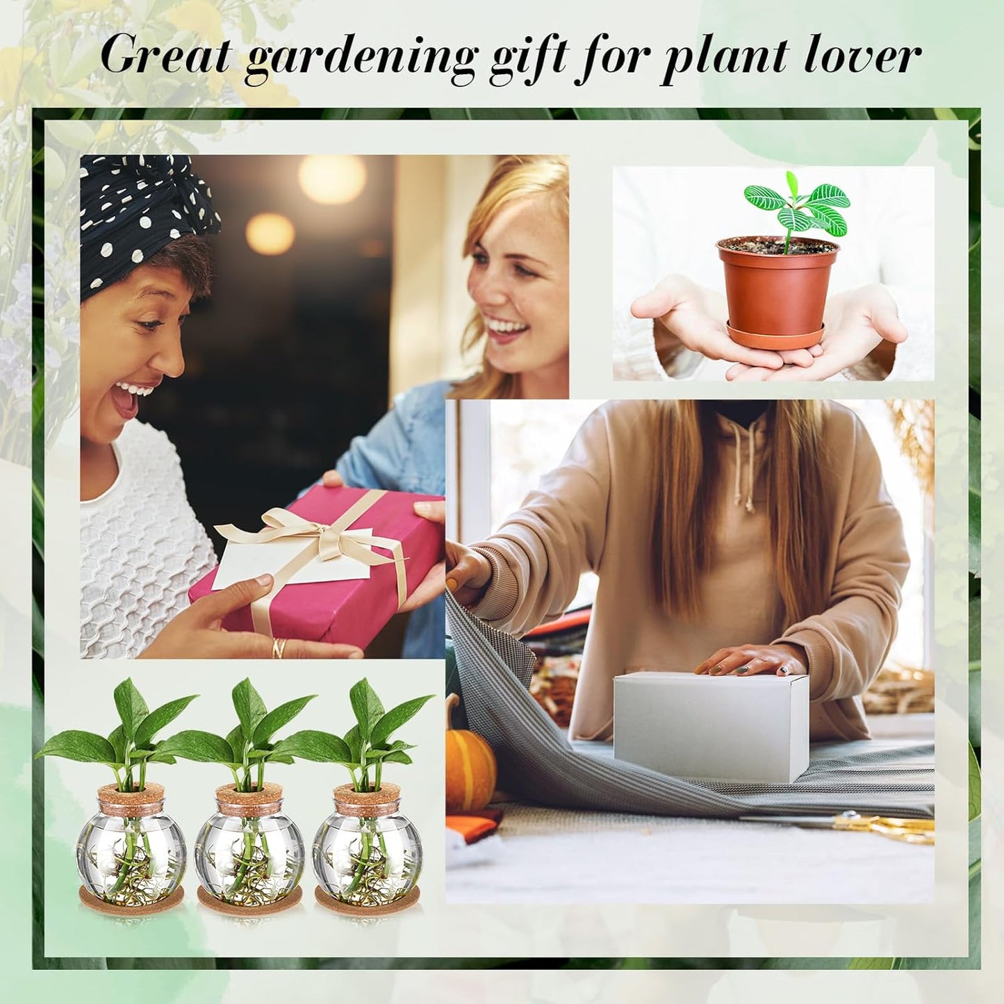 12 Packs Baderke Propagation Vases for Plants Plastic Plant Propagation Station with Hole Lid and Cork Coasters Plant