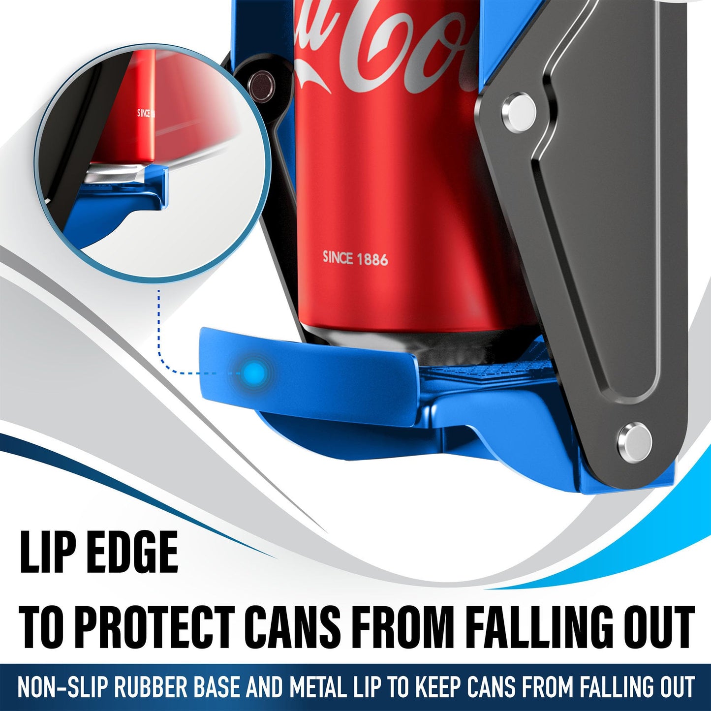 Can Crushers for Recycling - 16 oz Heavy Duty Aluminum Can Crusher Wall Mounted - Soda and Beer Can Smasher for Recycling with Bottle Opener - For 12 and 16 oz Cans - Easy to Install, Blue - RamPro
