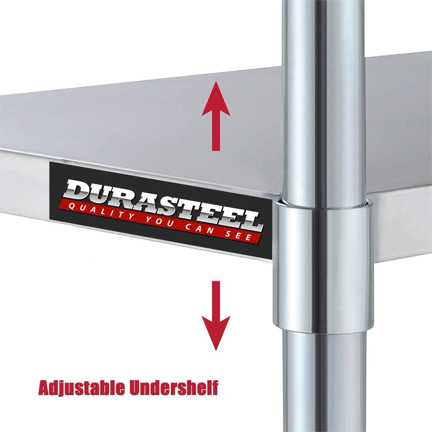DuraSteel Galvanized Under Shelf for Work Tables - Extra Adjustable Lower Shelf for 24" x 60" Stainless Steel and Wooden Worktables - Fits for use in Restaurant, Warehouse, Home, Kitchen, Garage