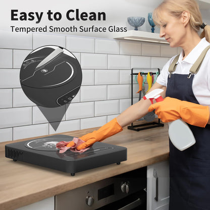 VBGK Single Burner Electric Cooktop,110V 1800W Electric Stove Top with LED Touch Control,10 Power Levels, 4 hTimer, Safety Lock,single burner cooktop Overheat protection