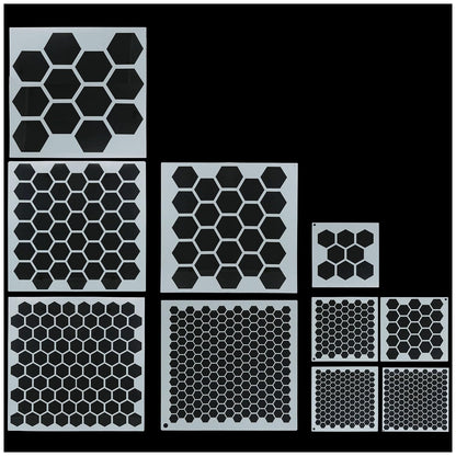 XGNG 10PCS Honeycomb Stencils Large Small Honeycomb Hexagon Stencil Drawing Template Bee Stencils for Painting on Wood Cookies Wall Canvas DIY Crafts Furniture