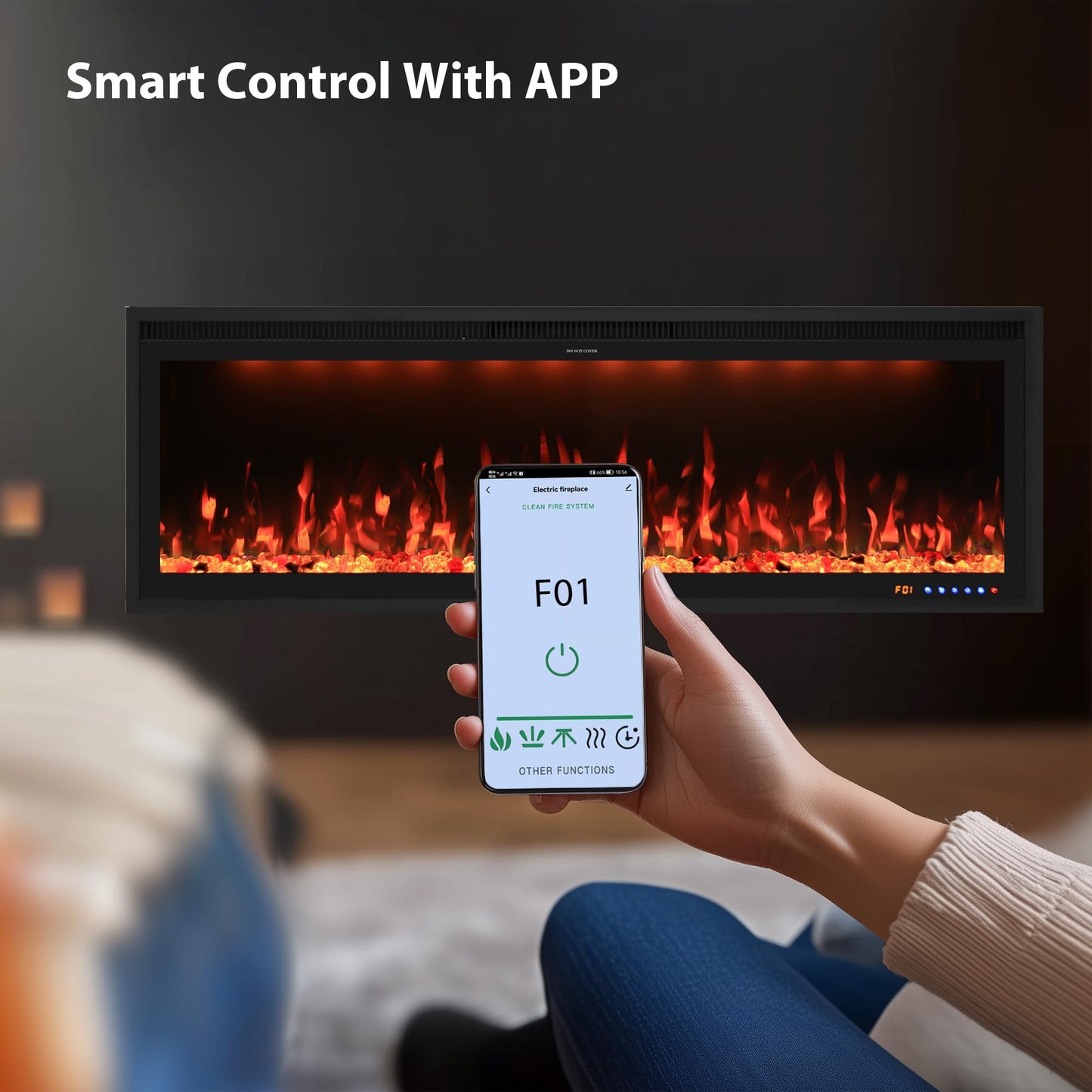 Valuxhome 50 inch Ultra-Thin Electric Fireplace Inserts, Built-in and Wall Mounting, Ultra-Narrow Frame and Lager Screen Vision with 13 Flame x 13 Ember Bed x 3 Top Light Colors, High/Low Temperature