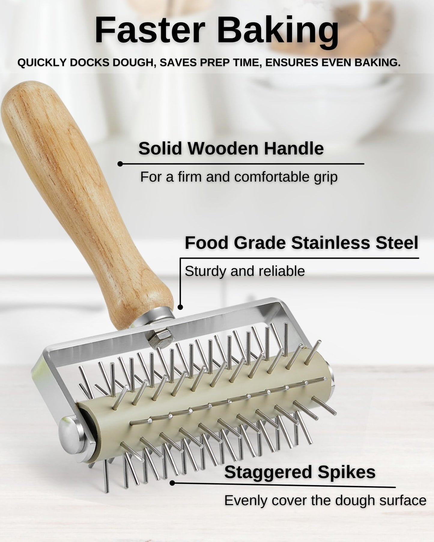 MUMSUNG Pizza Dough Docker Roller with Stainless Steel Spikes and Pizza Cutter with Protective Cover, Includes Cleaning Brush and Canvas Bag, Perfect for Homemade Pizza, Pie, and Pastry