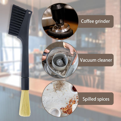 2 Pcs Coffee Grinder Brush and Hand Broom, Heavy Duty Wood Dusting Tools for Espresso Machine