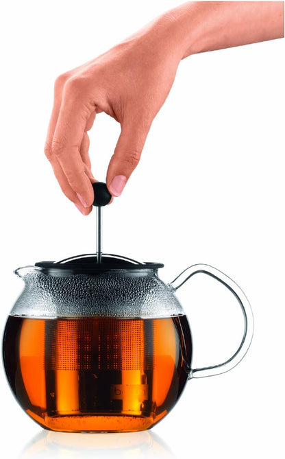 Bodum Assam Glass Tea Press, 34oz with Stainless Steel Filter, Brushed