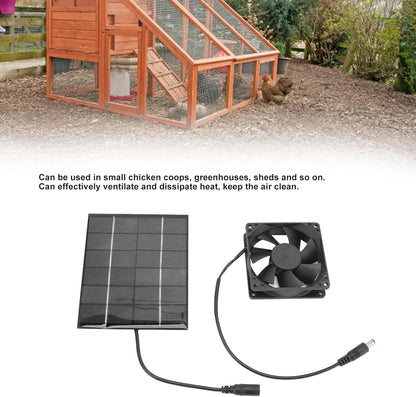 Solar Panel Fan Kit - Mini Solar Powered Exhaust Fan for Greenhouse, Chicken Coops, Sheds, and Windows