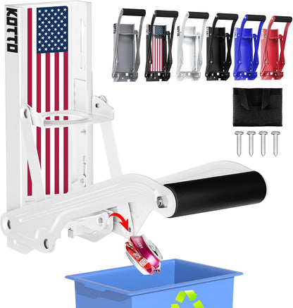 2025 8/12/16oz New Auto-Eject Can Crusher with Trash Bag Organizer - Built-in Bottle Opener, Works for Cans