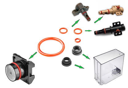 Gasket Seal Set for Water Tank V1 & V2, Brew Unit and Boiler Outlet for Saeco Philips Gaggia Coffee Machines