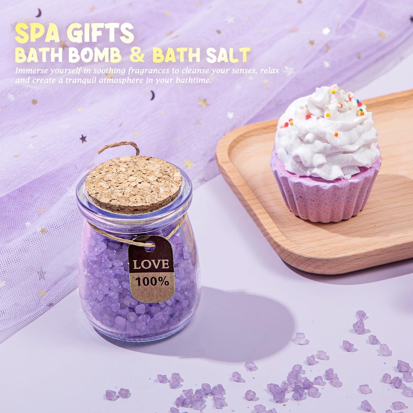 Joyliss Birthday Gifts for Women, 13PCS Unique Happy Birthday Gifts Basket for Mom Her Best Friend Sister Wife Girlfriend Coworker Bestie, Luxury Self Care Box Relaxing Spa Gifts Set (Lavender)