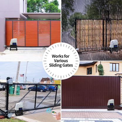 TOPENS CK1100 Automatic Sliding Gate Opener Chain Drive Electric Gate Motor for Heavy Driveway Slide Gate Up to 2800 Pounds, Security Gate Operator AC Powered with 20ft Roller Chain and Remote Control