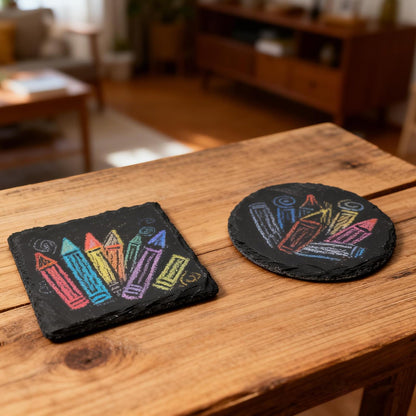 48 Pack 4 Inch Slate Coasters,Black Blank Slate for Laser Engraving,Square & Round Slate Coasters Bulk for Home & Bar Table Protection (24 Square + 24 Round)
