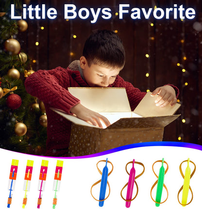 60pcs Led Arrow Helicopter Flying Toy Party Fun Gift Elastic Slingshot Flying Copters Birthdays Summer Day Party Favors Outdoor Game for Kids