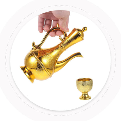 PRETYZOOM Turkish Coffee Tea Pot Set: Gold Water Kettle Teapot with Narrow Spout for Tea Party and Buddhist Offering