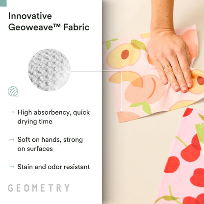 GEOMETRY Kitchen Dish Cloths - Spring & Summer Collection - Premium Dishcloths with Geoweave - Absorbent & Fast Drying Kitchen Towels - Soft Floral, 10" x 10" - 3-Pack