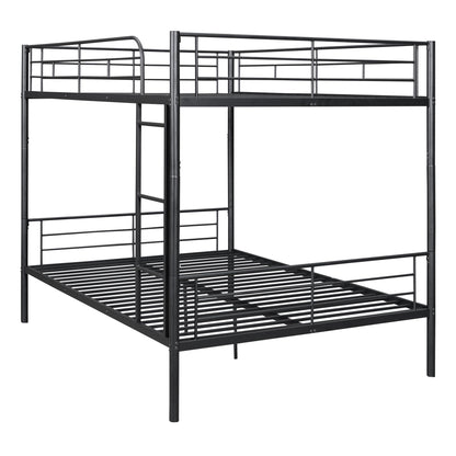 Merax Full Over Full Bunk Bed with Ladder and Guardrails, Black Modern Heavy Metal Bunk Bed Frame for Boys Girls Teens