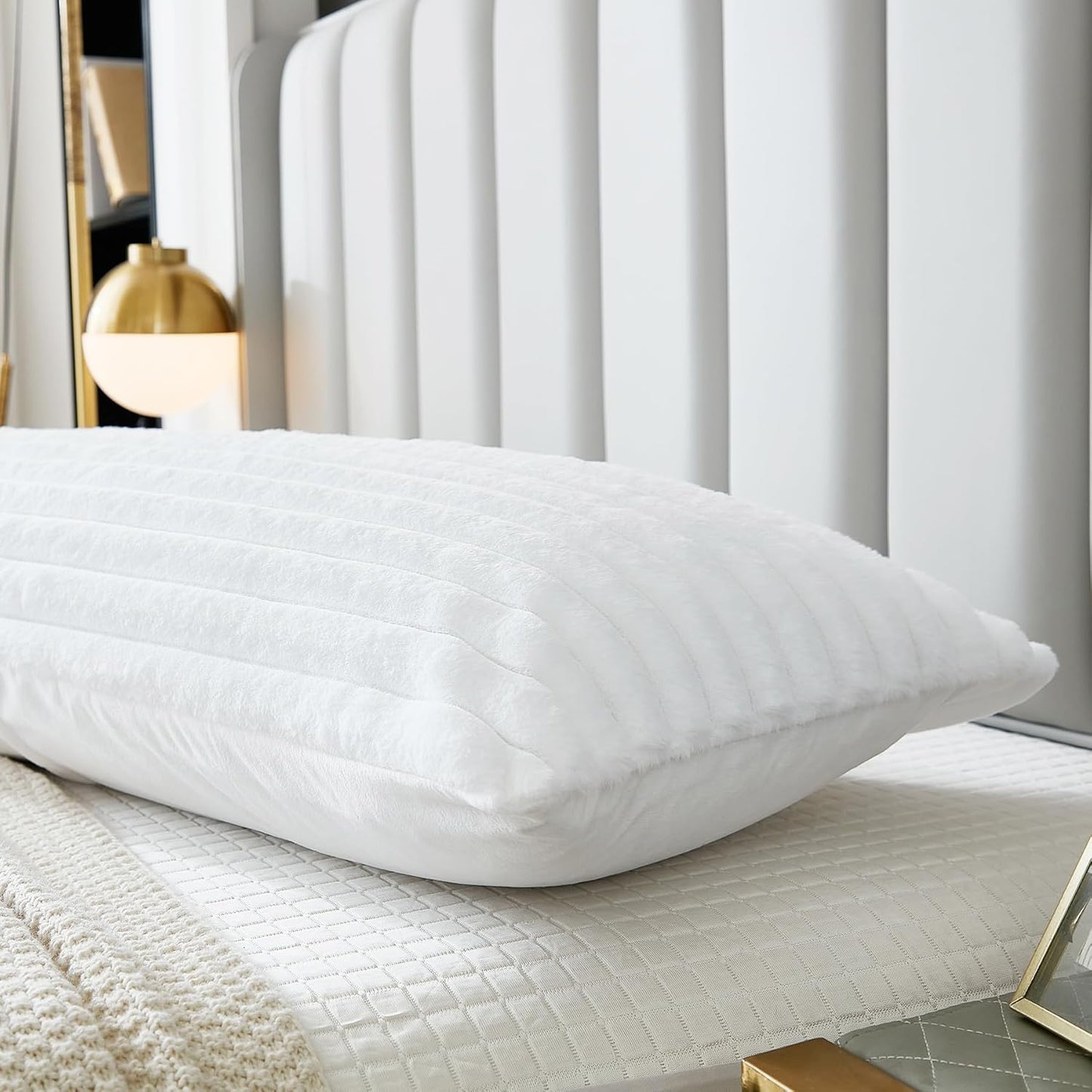 1 Pack 21x 54 Inches Uhamho Large Bed Body Pillow Cover Lumbar Striped Pillowcase Modern Home Decorative Soft Faux