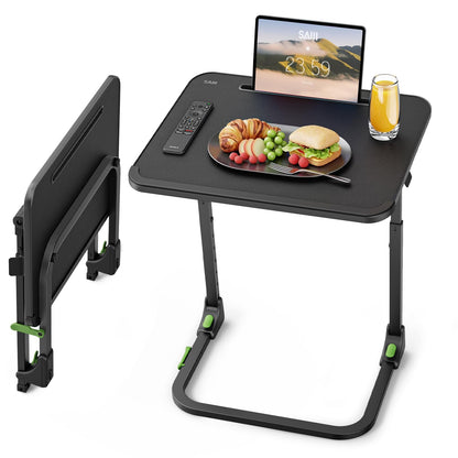 SAIJI Foldable TV Tray | Easy Folding Small Table, Height & Tilt Adjustable TV Trays for Eating, Working, Crafting - Sturdy TV Dinner Tables on Couch & Bed