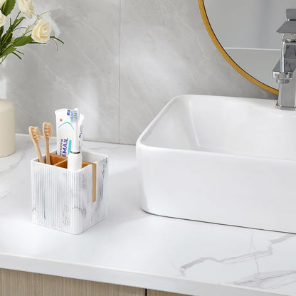 rejomiik Toothbrush Holders for Bathroom Countertop, 3 Slots Electric Toothbrush and Toothpaste Organizer