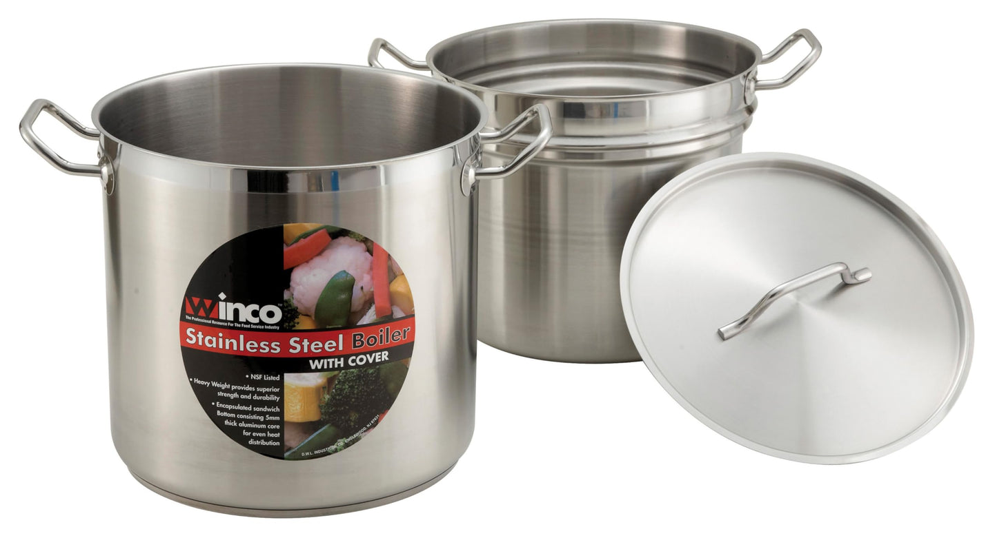 Winco 16qt S/S Double Boiler w/Cover