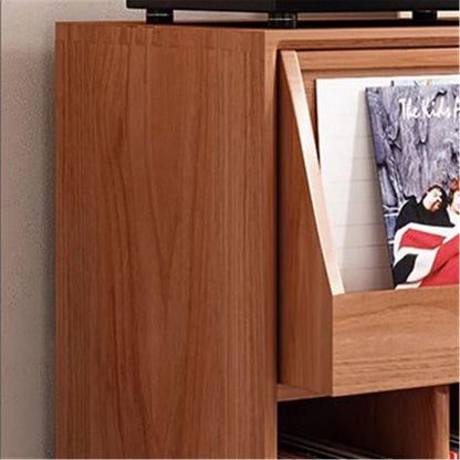 WANGHAI2024M CD Storage Rack Home Vinyl Record Storage Rack Wooden Books Magazine Cabinet with Universal Wheel