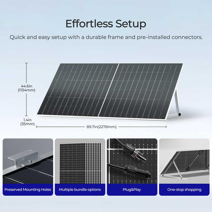 Renogy 1180W Solar Panels 2pcs 590 Watt N-Type Bifacial Solar Panel Monocrystalline 16BB 25% High Conversion Efficiency for Homes Roof Top RV Boat Camping Black