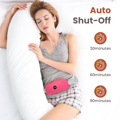 NOWWISH Heating Pad for Period Cramps Pain Relief, Portable Electric Cordless Menstrual Heating Pad Rechargeable with 6 Heat Levels and 6 Massage Modes, Christmas Gifts for Women Teen Girls, Pink