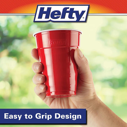 Hefty Easy Grip Disposable Plastic Cold Cups, Red, 18 Ounce (50 Count (Pack of 3))