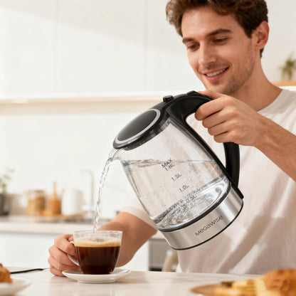 Megawise Electric Glass Kettle with Auto Shut-Off (1.8L)