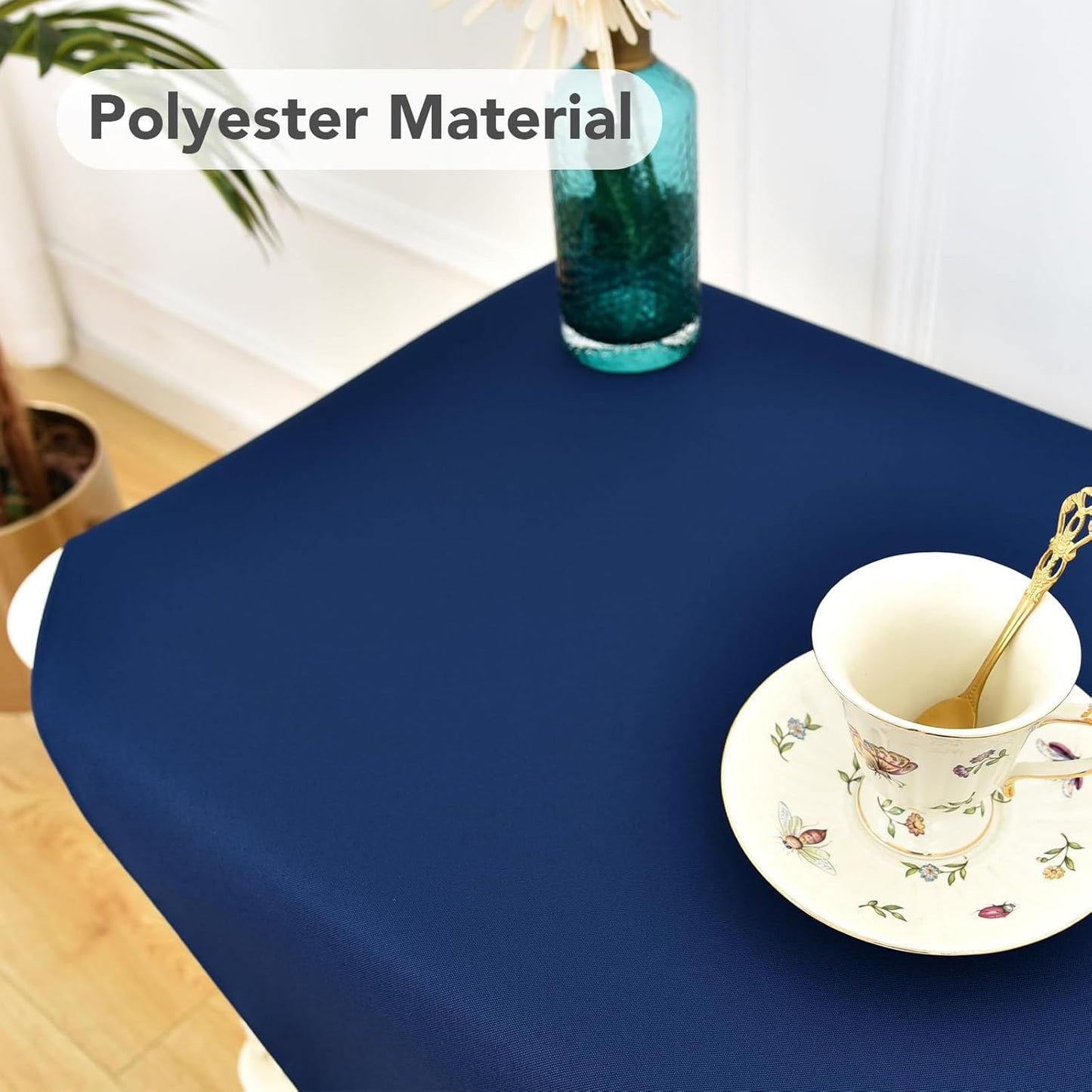 24x24 inch, NEWISHER Navy Blue Square Tablecloth Heavy Duty Polyester Fabric Table Cloth, Washable Solid Reusable Table