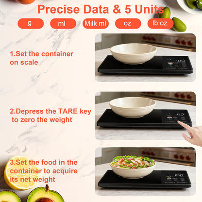 Smart Kitchen Food Scale with Nutritional Calculator, Calorie Fat Carbs Protein Tracker, Free App, Barcode Scan, Food Preload, On-Screen Nutrient Display, Personal Goals, 11 lb / 5 kg