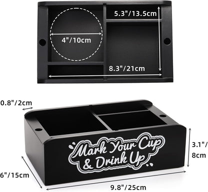 Double Party Cup Holder with Marker Slot - Wooden Drink Cup Dispenser for Wedding, Party, Kitchen, Bar, Housewarming