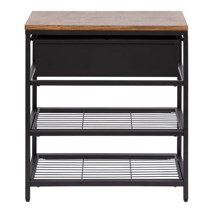 Kate and Laurel Randall Decorative Storage Table, 24 x 12 x 26, Natural Wood and Black, Decorative Casual Industrial Modern Multi-Use Storage