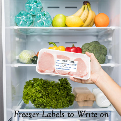 DeliaVo 1000 Pcs Freezer Labels, 1 x 2 Inch Food Labels Stickers, Removable Labels for Food Containers - Easy to Write On(2 Rolls, 2 Colors)