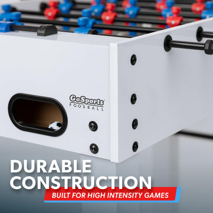 GoSports 54 Inch Full Size Foosball Table - White Finish - Includes 4 Balls and 2 Cup Holders