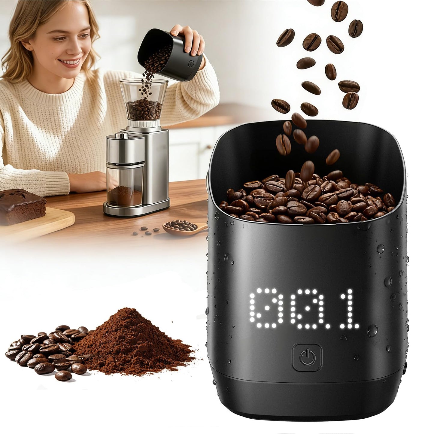 Subscale Digital Dosing Cup with LED Display - Sleek & 1g/0.1oz Precise Scale - Dosing & Brewing Accessories,USB-C Charging,Waterproof, Measures Coffee Grounds for Espresso - Baking/Coffee Lover Gifts