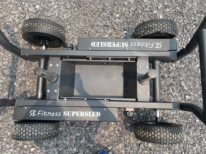 SuperSled with 8 levels of resistance for indoor or outdoor use, cardio and strength training, weight horns included