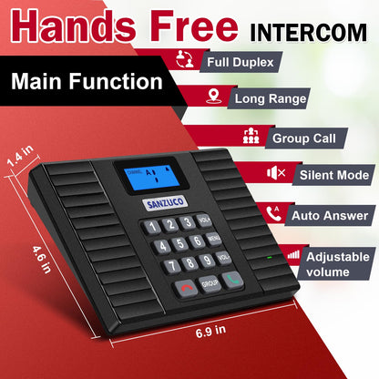 SANZUCO 60D Intercoms Wireless for Home, 18 Channel Hands-Free Intercom System for House, Full Duplex 1400ft Multi-Floor Home Intercom System for Business with Group Call, Auto Answer(9 Stations)