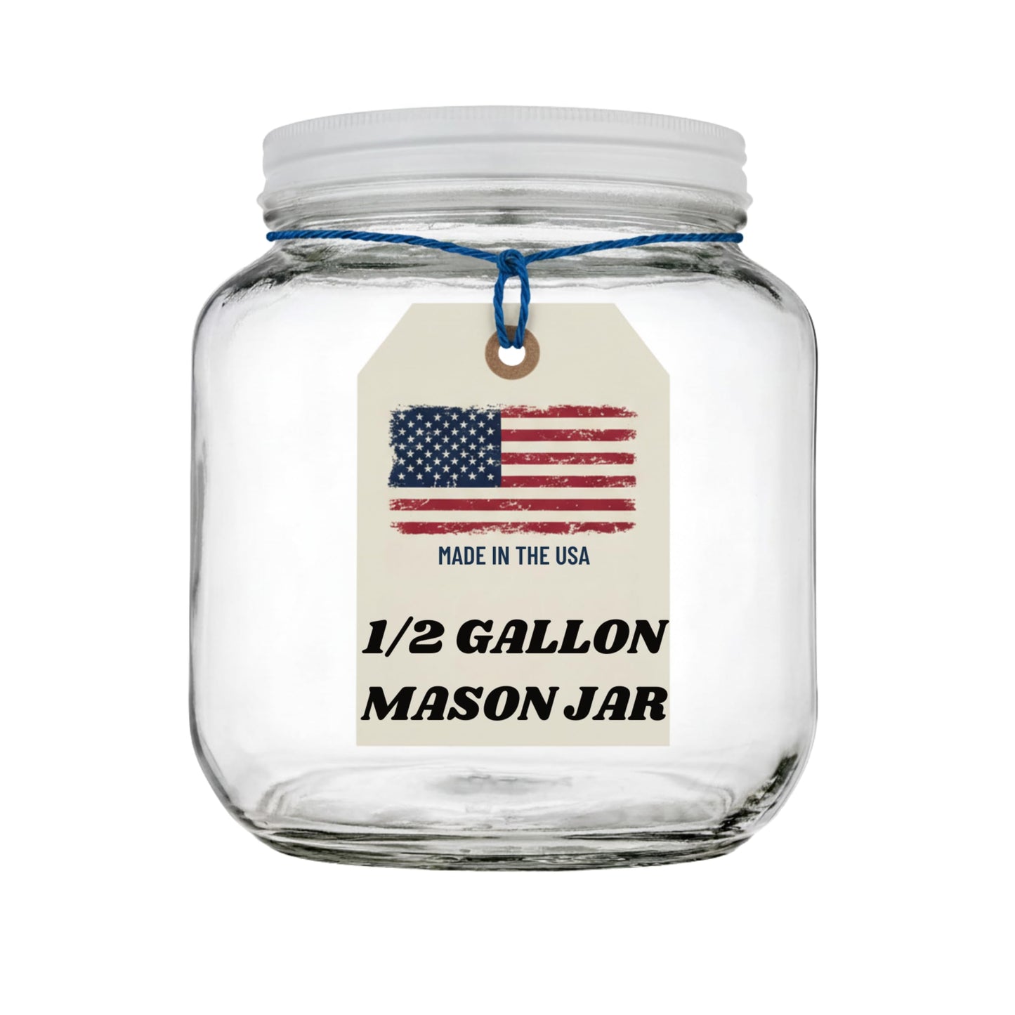 Half Gallon Glass Large Mason Jar Wide Mouth with Airtight Metal Lid - 1/2 Gallon Mason Jars - BPA-Free Glass Jar with Lid - Dishwasher Safe- By Kitchentoolz - Made in USA