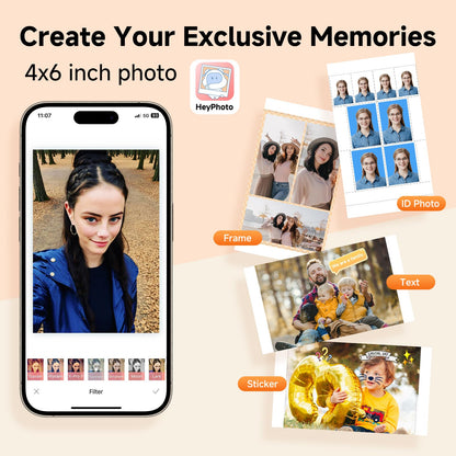 HPRT 4x6 Photo Printer, Full-Color Thermal Sublimation Wi-Fi Printing, Portable Instant Picture Printer for iPhone/Android, AR Video, Fun App, Home Use, Beige+20 Sheets Photo Paper & 1 Ribbons