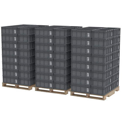 Akro-Mils 38358 Heavy-Duty Stacking Multi-Load Straight Wall Container Shuttle Tote for ASRS Automated Storage and Retrieval Systems, (23-5/8-Inch x 15-3/4-Inch x 8-5/8-Inch), Grey, (4-Pack)