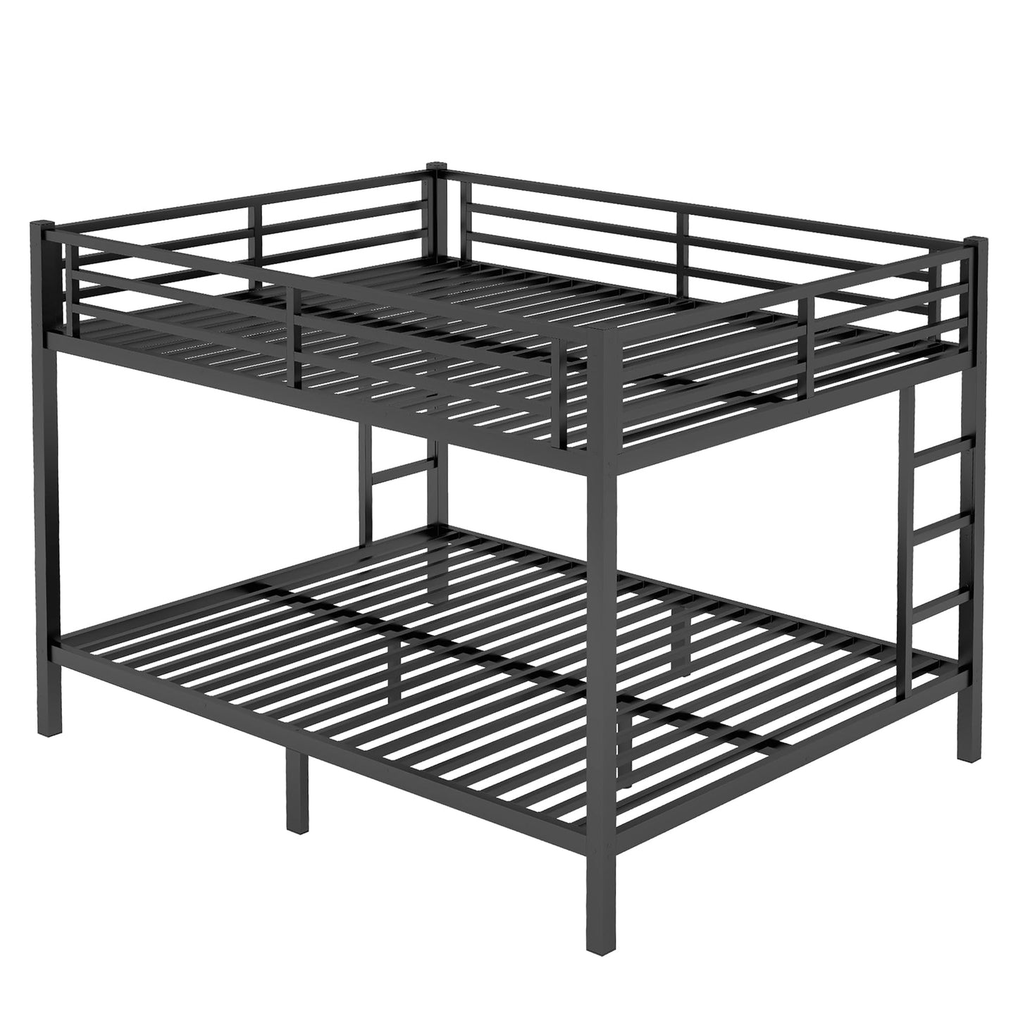 Bellemave Adults Bunk Bed Queen Size, Queen Size Bunk Beds Frame with Safety Guardrail and Build in Ladder, Easy Assemble Bunkbeds, Mattress Not Included, Black